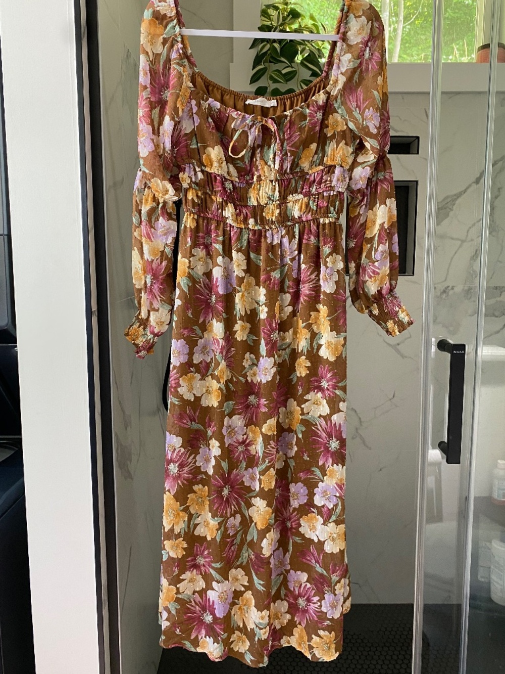 Brown mocha lush floral maxi dress medium